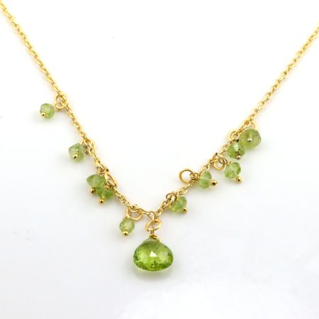 Peridot gemstone necklace for women, Brass with 22k gold plated jewelry